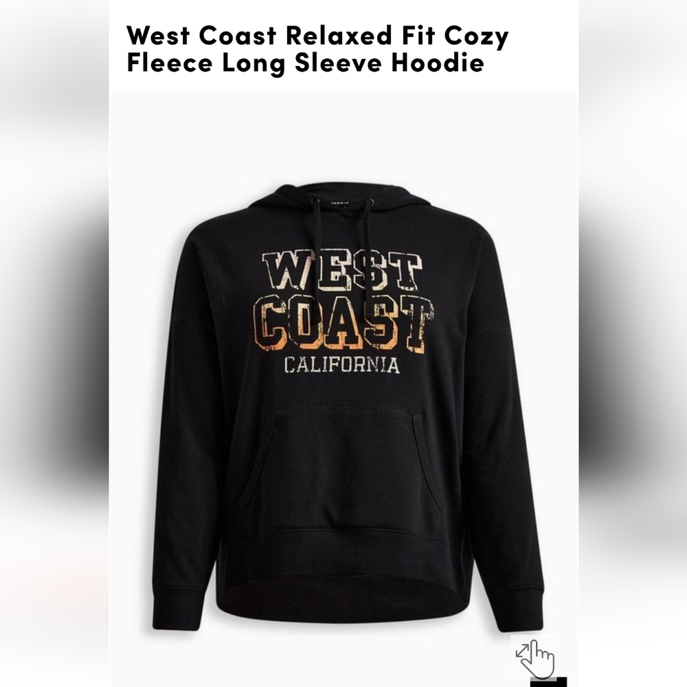 Torrid West Coast relaxed fit cozy fleece long sleeve hoodie